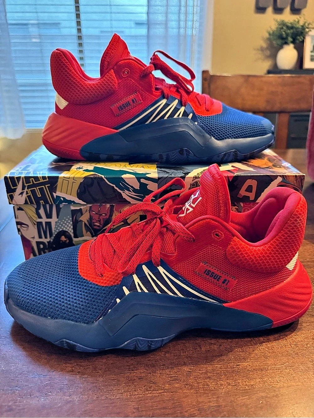 adidas D.O.N. Issue #1 Marvel Basketball Shoes Red & Blue US 11.5